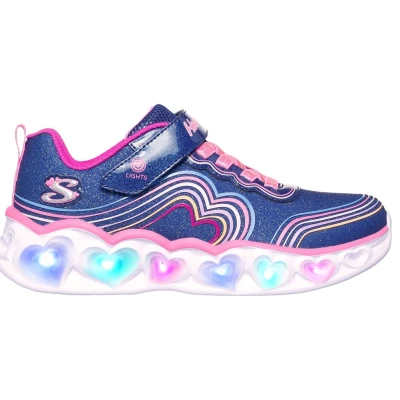 Abbildung von Skechers Kids HEART LIGHTS Sneaker Freizeitschuh, Klettschuh, Blinkschuh mit buntem Regenbogen Stitching