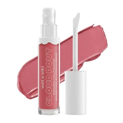 Abbildung von wet n wild, Cloud Pout Marshmallow Lip Mousse, matter, flüssiger Lippenstift 24 Stunden Halt, nicht trocknende und langanhaltende Formel, mit Arganöl, Avocadoöl Vitamin E, Madness