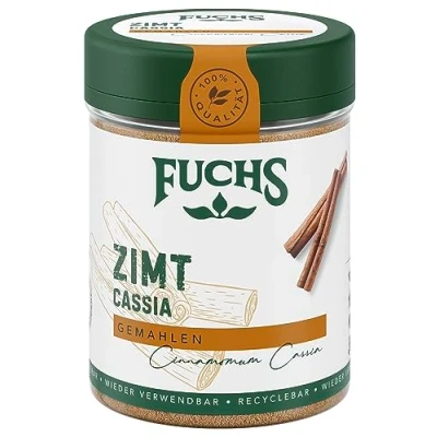 Abbildung von Fuchs Gewürze Zimt Cassia gemahlen zum Würzen von Backwaren, Süßspeisen oder Tees natürliche Zutaten 45 g in wiederverwendbarer, recyclebarer Dose