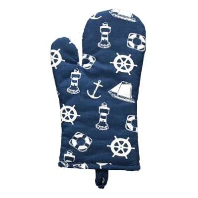 Abbildung von Sea Club Ofenhandschuh Maritim Küche Baumwolle blau/weiß maritime Dekoration
