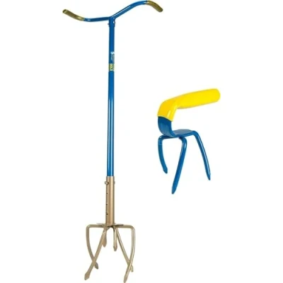 Abbildung von Gardenclaw Gartenkralle und Mini Kralle GGM1020 Unkraut Entferner Gerät Höhenverstellbar von 97 bis zu 106 CM Auflocker des Bodens Jäten Stahl, blau gelb gold
