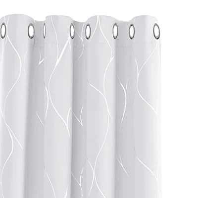 Abbildung von Deconovo Vorhang Blickdichte Vorhänge, Verdunkelungsgardinen mit Ösen, Thermogardinen Schlafzimmer Fenstervorhang, 229x117 cm(HöhexBreite), Silber Grau, 2er Set