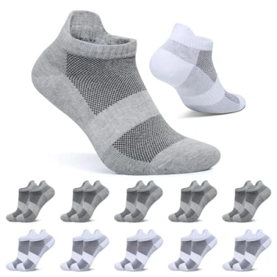 Abbildung von FALARY Sportsocken Damen 35 38 Sneaker Socken Herren Weiß Grau Kurze 10 Paar Baumwolle Atmungsaktive Laufsocken Unisex
