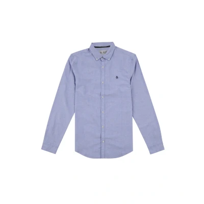 Abbildung von Original Penguin Herren Men&#039;s Ecovero Oxford Stretch Shirt Long Sleeve Hemd mit Button Down Kragen, Amparo Blue, XXL