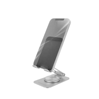 Abbildung von Mars Gaming MA RSS, Klappbarer Smartphone Ständer, 360 Dynamische Rotation + 180 Höhen und Winkeleinstellung, Aluminium Handy Anti Rutsch, Silbergrau