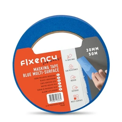 Abbildung von Fixency 1x Malerkrepp (30 mm x 50 m) I Kreppband Blau für Malerarbeiten und Renovierungen Abklebeband zum Streichen, Lackieren, Renovieren