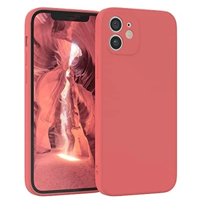 Abbildung von EAZY Case Silikonhülle für iPhone 12 Hülle Silikon Rot weich stoßfeste Handyhülle Schutzhülle mit Kameraschutz Dünn Premium Schutz Cover TPU Phone Bumper in Hellrot