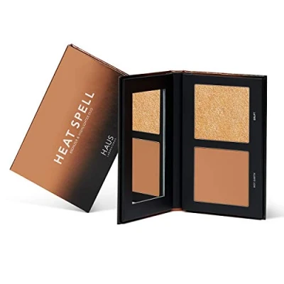Abbildung von HAUS LABORATORIES By Lady Gaga: HEAT SPELL Bronzer &amp; HIGHLIGHTER DUO Matter Puder und leuchtender Highlighter, verschiedene Paletten, nahtloser Glow, vegan tierversuchsfrei 0.38 oz