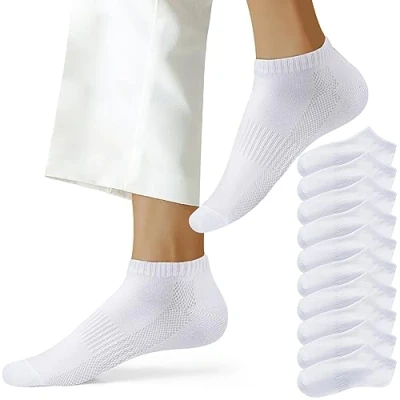 Abbildung von NUOZA Sneaker Socken Damen 39 42 Herren 10 Paar Kurze Halbsocken Baumwollesocken 201,Weiß