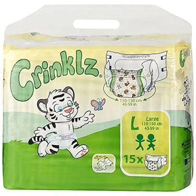 Abbildung von Crinklz Windeln mit Bärchen L (110 150 cm) (15 St., Folie und bunten Motiven)