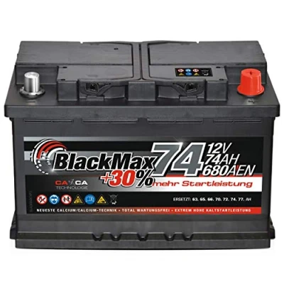 Abbildung von PKW Batterie Autobatterie 12V 74Ah BlackMax Starterbatterie statt 70Ah 72Ah 75Ah