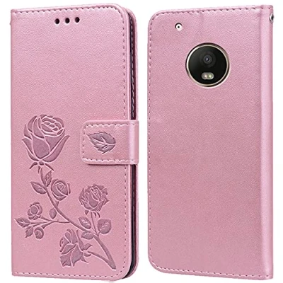 Abbildung von PKQTOP Hülle für Motorola Moto G5 Handyhülle,Klappbar Tasche Case,Standfunktion,Kartenfach,Silikon Bumper,Stoßfeste Schutzhülle Cover G5(5&quot;)