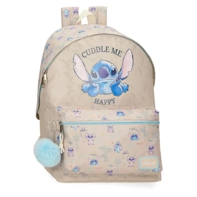 Abbildung von Joumma Disney Stitch Cuddle Me Happy Schulrucksack, Beige, 31 x 44 15 cm, Polyester, Talla única, Schulrucksack