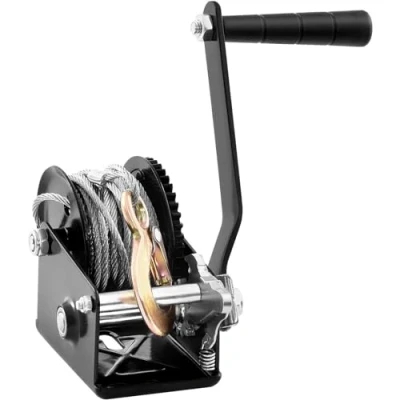 Abbildung von VEVOR Seilwinde 362,8kg Handseilwinde 173x126x119mm Bootswinde 2 Wege Ratsche/1 Gang Handwinde mit ca. 10m Stahlseil Gurtwinde ergonomischen Griff Handseilzug Winde für Fahrzeuge und Boote