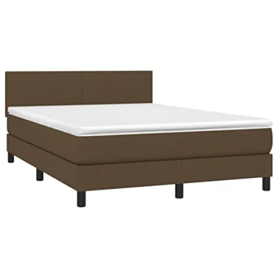 Abbildung von vidaXL Boxspringbett mit Matratze Polsterbett Doppelbett Bett Hotelbett Schlafzimmerbett Bettrahmen Bettgestell Lattenrost Dunkelbraun 140x190cm Stoff