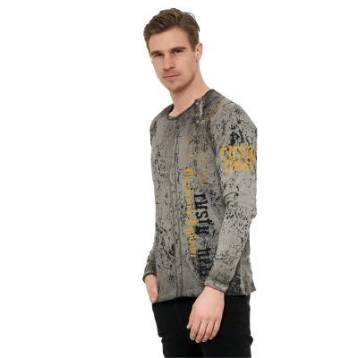 Abbildung von Rusty Neal MIT Coolem Alloverprint Langarmshirt, Größe: Small, Anthrazit