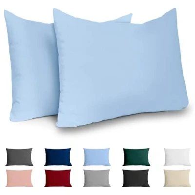 Abbildung von Dreamzie Kissenbezug 40x60 Baumwolle Renforcé (2er Set) Hellblau Dicht gewebt mit 57 Fäden/cm² 40 x 60 Oeko Tex Zertifiziert