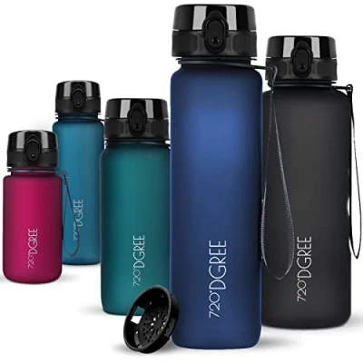 Abbildung von 720DGREE Trinkflasche 1l Sport “uberBottle“ softTouch +Sieb BPA Frei Wasserflasche für Uni, Arbeit, Fitness, Fahrrad, Outdoor, Job Sportflasche aus Tritan Leicht, Stoßfest, Wiederverwendbar