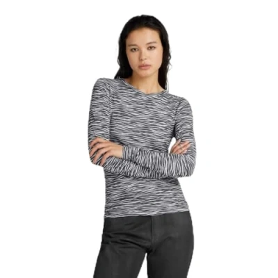 Abbildung von g Star zed Allover SLIM Langarmshirt, Damen, Größe: Small, Grey asphalt