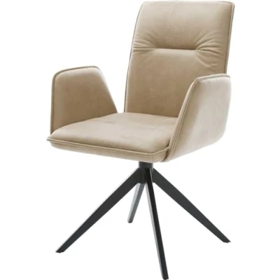 Abbildung von Drehstuhl Vinja Flex Mikrofaser Beige Vintage Kreuzgestell breit Schwarz 360 drehbar Wippfunktion