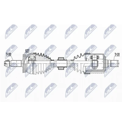 Abbildung von NTY NPW HY 581 Antriebswelle Vorderachse links 654 HYUNDAI: SANTA FE 2, KIA: SORENTO 2