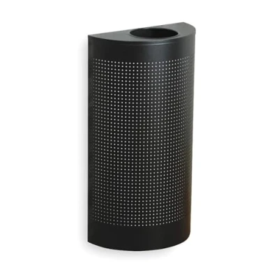 Abbildung von Rubbermaid Commercial Products FGSH12EPLTBK halbrunder Mülleimer mit offenem Deckel, 45 l, strukturiert, Schwarz
