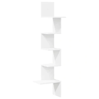 Abbildung von vidaXL Wand Eckregal Weiß 32x32x127,5 cm Holzwerkstoff, Wandregal, Wandablage, Wandeckregal, Eckregal, Hängeregal, Schweberegal, Regal