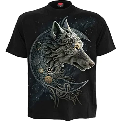 Abbildung von Spiral Celtic Wolf Männer T Shirt schwarz 4XL 100% Baumwolle Basics, Rockwear, Tiere &amp; Haustiere