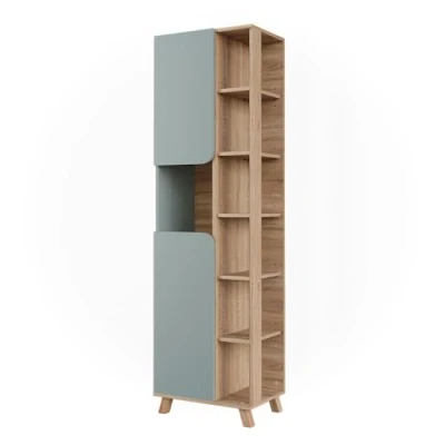 Abbildung von Vicco Badschrank Karen, Sonoma/Blau, 50 x 175 cm mit 2 Türen