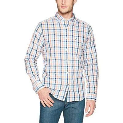 Abbildung von Nautica Herren Wrinkle Resistant Long Sleeve Front Shirt Hemd mit Button Down Kragen, Guava Punch, X Groß
