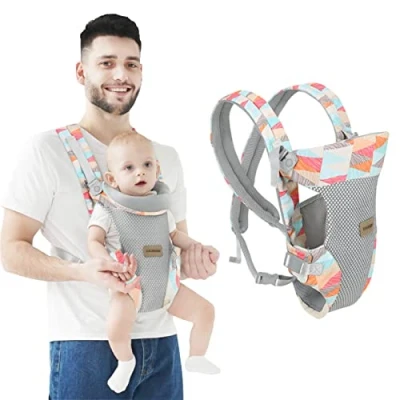 Abbildung von IULONEE Babytragetücher für Neugeborene Hände Frei Ergonomische Tragbare 4 in 1 Baby Bauchtrage Mit Sicherheitsschnalle Tragetuch Wickeltuc Kleinkinder 3 36 Monate Bunt