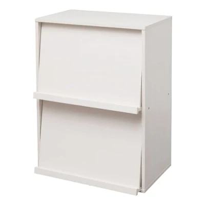 Abbildung von Iris Ohyama, Möbel, Bücherregal, Aufbewahrungsregal, 2 Klapptüren, Design, Modern, Vielseitig verwendbar, Büro, Schlafzimmer, Wohnzimmer Flap Rack CHR Eiche weiß