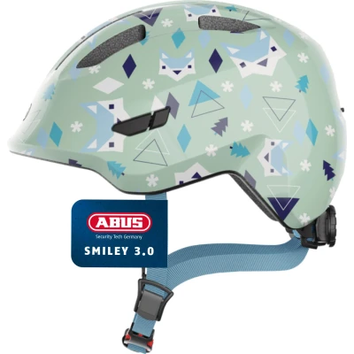 Abbildung von ABUS Kinderhelm Smiley 3.0 Fahrradhelm mit tiefer Passform, kindergerechten Designs &amp; Platz für einen Zopf Mädchen und Jungs Hellgrün Muster, Größe M