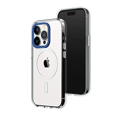Abbildung von RhinoShield Clear Case kompatibel mit MagSafe für [iPhone 14 Pro]Überragende Magnetstärke, Vergilbungsresistenz, Kristallklar, optimaler Schutz und personalisierbar Kobaltblau Kamera Ring