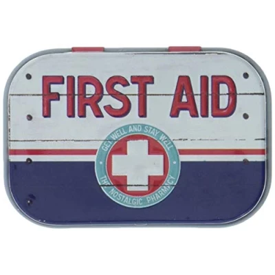 Abbildung von Nostalgic Art Retro Pillendose, First Aid Blue Emergency Supply Geschenk Idee für Nostalgie Fans, Dose mit Minz Dragees, Vintage, 4 x 6 1,6 cm