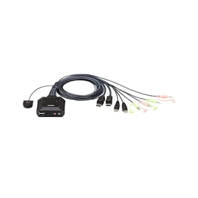 Abbildung von ATEN 2 Port USB DisplayPort Kabel KVM Switch mit Remote Wähler, 4096 x 2160 Pixel, 4K Ultra HD, 1,38 W, Schwarz