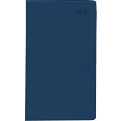 Abbildung von Taschenplaner Leporello PVC blau 2023 Bürokalender 9,5x16 cm 1 Monat auf Seite separates Adressheft faltbar Notizheft 501 1015