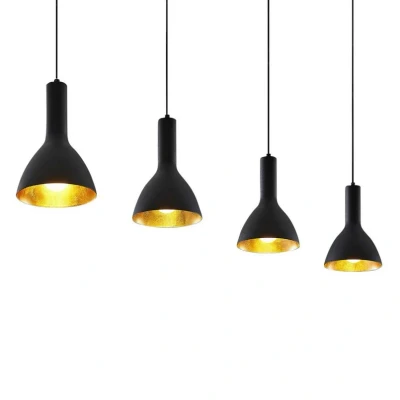 Abbildung von Arcchio Hängeleuchte Cosmina, dimmbar, Leuchtmittel nicht inklusive, Modern, Stahl, Schwarz, gold, 4 flammig, E27, Deckenlampe