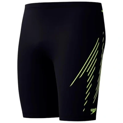 Abbildung von Speedo Hyperboom Placement Jammer Swim Training Fitness Chlorine Resistant Schwimmhose für Herren, Black/Hyper Yellow, 38