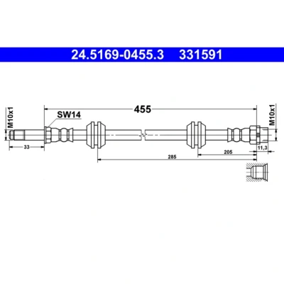 Abbildung von ATE 24.5169 0455.3 Bremsschläuche 455 M10x1 BMW: 2 Active Tourer, X1, MINI: Schrägheck