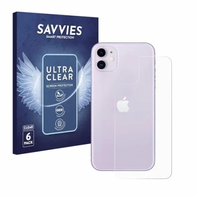 Abbildung von Savvies 6 Stück Schutzfolie für Apple iPhone 11 (Rückseite) Displayschutz Folie Ultra Transparent