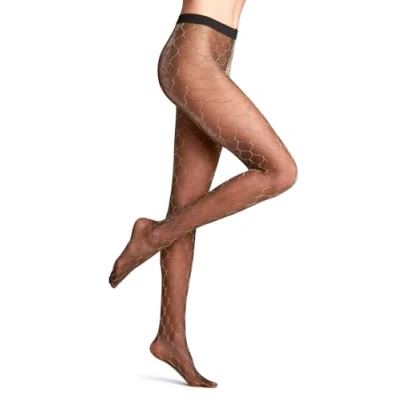 Abbildung von FALKE Damen Fascination 20 DEN W TI transparent Gemustert 1 Stück Strumpfhose, Schwarz (Black/Gold 3335), M