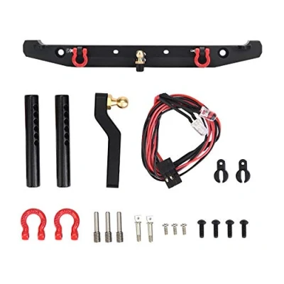 Abbildung von Dilwe RC Crawler Auto Heckstoßstange Metallstoßstange mit LED Leuchten Trailer Buckle für SCX10II 90046 Autoteil Zubehör