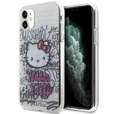 Abbildung von CG MOBILE Hello Kitty HKHCN61HDGPHT Hülle für iPhone 11 / Xr 6.1&quot; Weiß hardcase IML On Bricks Graffiti
