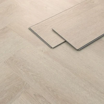 Abbildung von ML Design Deluxe PVC Bodenbelag, Click Vinyl Dielen Vinylboden, 61cmx12,8cmx4,2mm, Dicke 4,2mm, 1,56m²/20 Dielen, Fischgrät Eiche hell, Braun, Holzoptik, rutschfest, wasserfest, Belastungsklasse 34