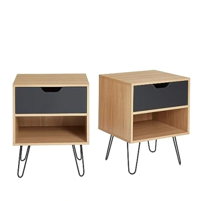 Abbildung von BAÏTA Duo 2 Nachttische, Holzwerkstoff, Schwarz, L40cm