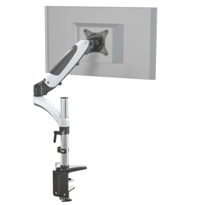 Abbildung von hjh OFFICE Monitorhalterung 1 Arm 15 27 Zoll VM MG1 Alu Weiß/Schwarz Monitorarm mit Gasfeder, bis 8kg belastbar 802010