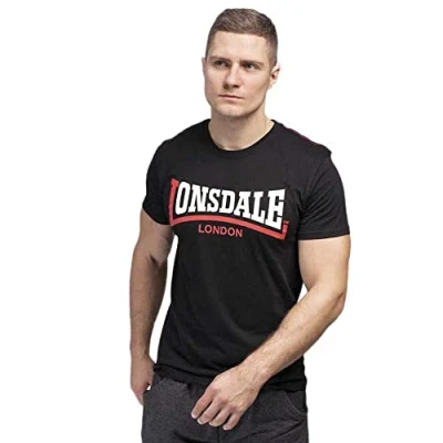 Abbildung von Lonsdale TWO TONE Tshirt print, Herren, Größe: Large, Black