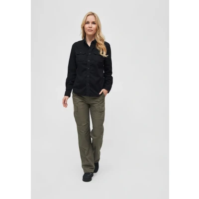 Abbildung von Brandit Vintageshirt Longsleeve Hemdbluse, Damen, Größe: 4XL, Black