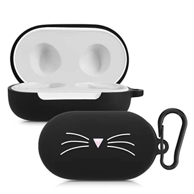 Abbildung von kwmobile Hülle kompatibel mit Samsung Galaxy Buds/Buds Plus Silikon Kopfhörer Schutzhülle Case Cover Schwarz Weiß